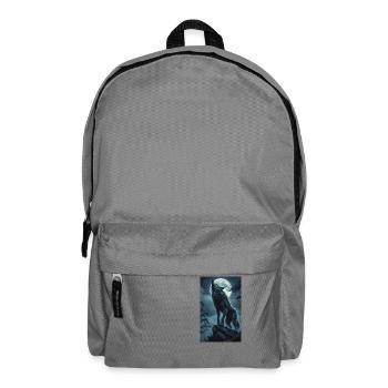 Wolf bei Vollmond - Rucksack - Mittelgrau - Vorne