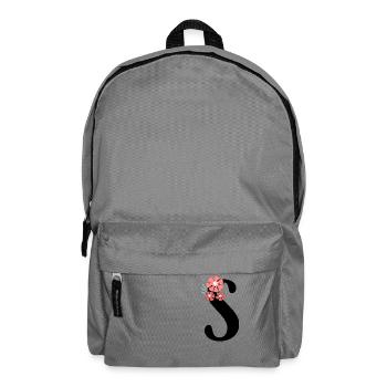 Lettre S fleurs minimalistes - Sac à dos - gris éléphant - Devant