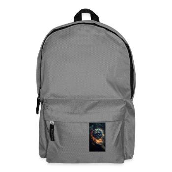 Darstellung einer Hand, die scheinbar die Erde häl - Rucksack - Mittelgrau - Vorne
