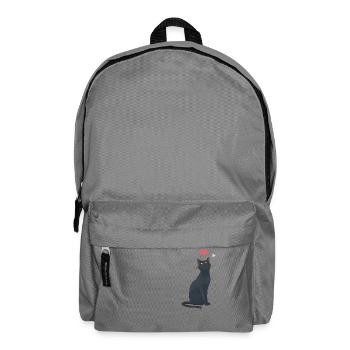 Schwarze Katze & Herz – süßes Halloween - Rucksack - Mittelgrau - Vorne