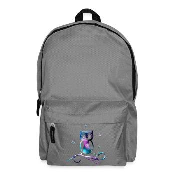 Galaxy Owl with Stars, Heart and Tribal - Backpack - elephant grey - Front
