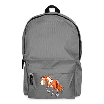Knuffiger Pinto - Westernpferd - Rucksack - Mittelgrau - Vorne