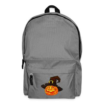 Polygonaler Halloween Kürbis dreieckige Poly Kunst - Rucksack - Mittelgrau - Vorne