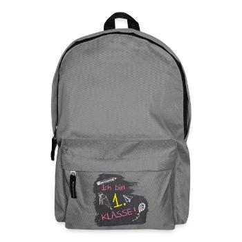 Ich bin 1. Klasse | Tafel Kreide - rosa gelb  - Rucksack - Mittelgrau - Vorne