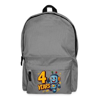 Four Years Cute Little Robot Children's Birthday Party. - Backpack - elephant grey - Front