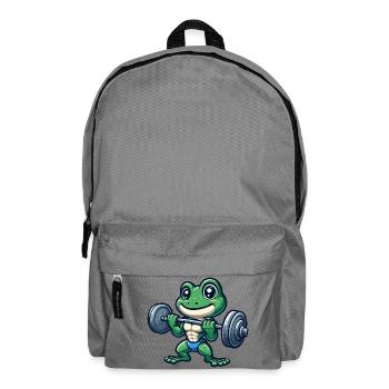 Cooler Frosch Barbell Gewichtheber Cartoon Fitness - Rucksack - Mittelgrau - Vorne