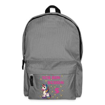 Children's Birthday 5, Dancing Funny Unicorn - Backpack - elephant grey - Front