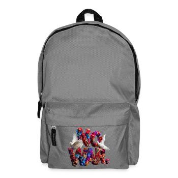 Floral lettering with doves and symbolic power NOWAR - Backpack - elephant grey - Front