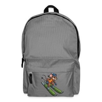 Cute Mouse Rat Ski Skier Cucumber Winter Getaway - Backpack - elephant grey - Front