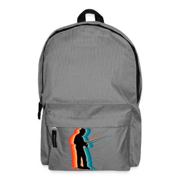 Retro Fisherman Silhouette Vintage Fishing Dad - Backpack - elephant grey - Front