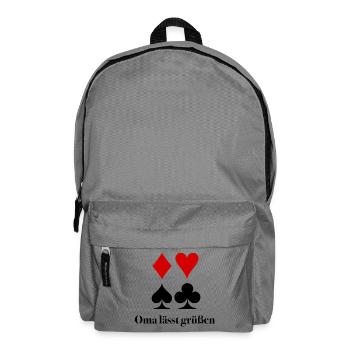 Greetings from Grandma – Skat Insider Saying - Backpack - elephant grey - Front