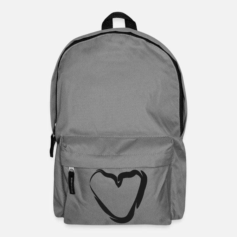 Handgezeichnetes Herz-Motiv - Rucksack - Mittelgrau