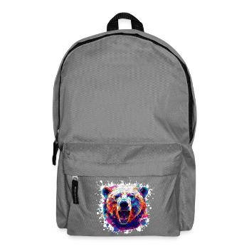 Bunter Bärenkopf PopArt - Rucksack - Mittelgrau - Vorne