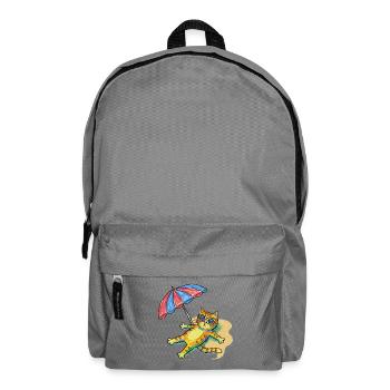 Colorful beach cat with parasol - Backpack - elephant grey - Front