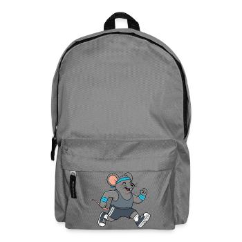 Cute Mouse Rat Jogging Running Marathon Cartoon - Backpack - elephant grey - Front