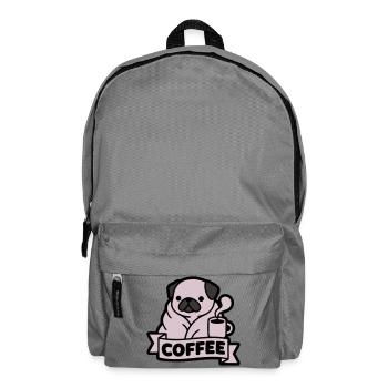 Pug Coffee Morning Grouch Banner - Backpack - elephant grey - Front