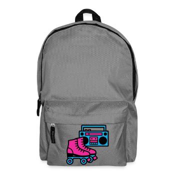 Rollschuhe Boombox 80er Retro - Rucksack - Mittelgrau - Vorne