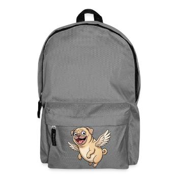 Funny Pug Angel with Wings Cartoon - Backpack - elephant grey - Front