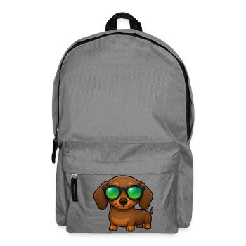 Dackel Hund mit Sonnenbrille Sommer Cartoon - Rucksack - Mittelgrau - Vorne