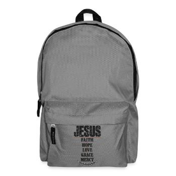 Jesus Glaube Hoffnung Liebe Gnade Barmherzigkeit - Rucksack - Mittelgrau - Vorne