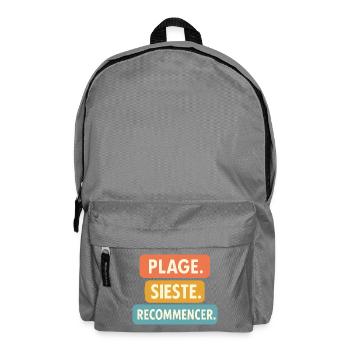 Motif été "Plage Sieste." Cadeau vacance Tenue été - Sac à dos - gris éléphant - Devant