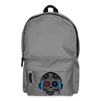 A Sugar Skull with headphones - Backpack - elephant grey - Front