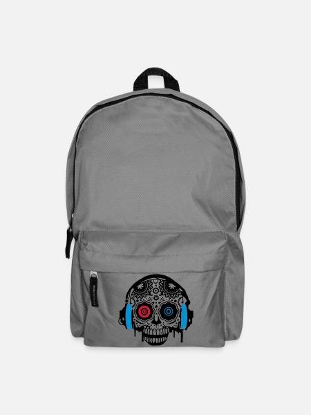 A Sugar Skull with headphones - Backpack - elephant grey