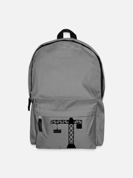 Kran mit Seecontainer - Rucksack - Mittelgrau