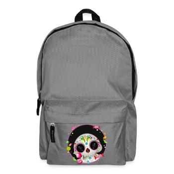 Cute Sugar Skull in candy frame - Backpack - elephant grey - Front