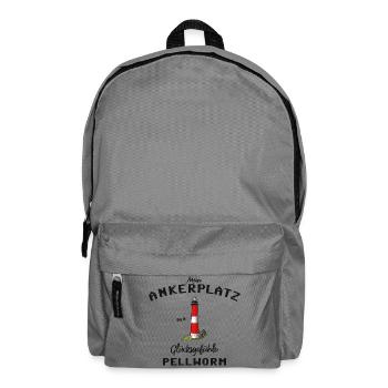 Pellworm, Ankerplatz Glücksgefühle, Leuchtturm - Rucksack - Mittelgrau - Vorne