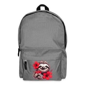 Faultier mit Hibiskusblüten - Rucksack - Mittelgrau - Vorne
