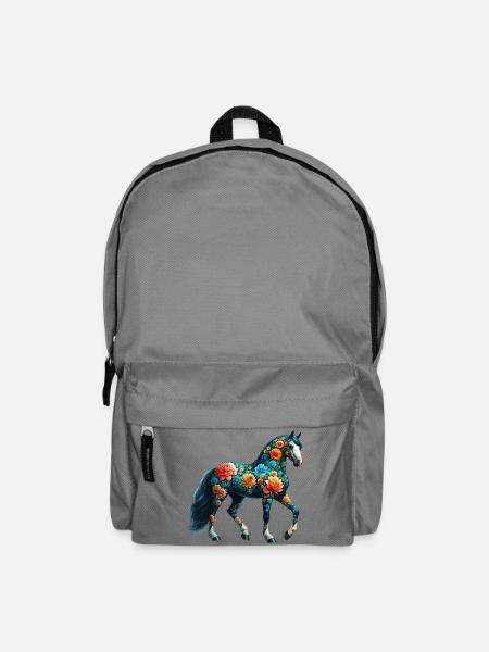 Pferd mit Blumen geschmückt - Rucksack - Mittelgrau