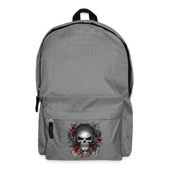 dark gothic skull with red roses - Backpack - elephant grey - Front