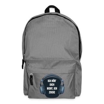 Gaming Ich hör dich nicht ich zocke Spruch - Rucksack - Mittelgrau - Vorne