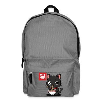 Kitten Eats Ramen Illustration - Backpack - elephant grey - Front
