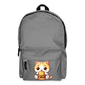 chat mignon dessin animé cheeseburger restauration rapide joie - Sac à dos - gris éléphant - Devant