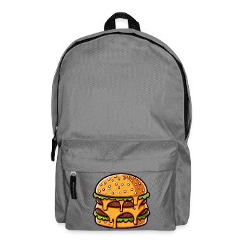Cartoon Overflowing Double Cheese Burger - Backpack - elephant grey - Front