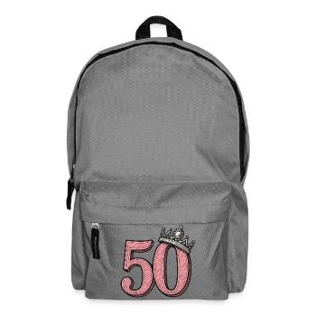 Pink 50 with Crown – Cute Birthday Design - Backpack - elephant grey - Front