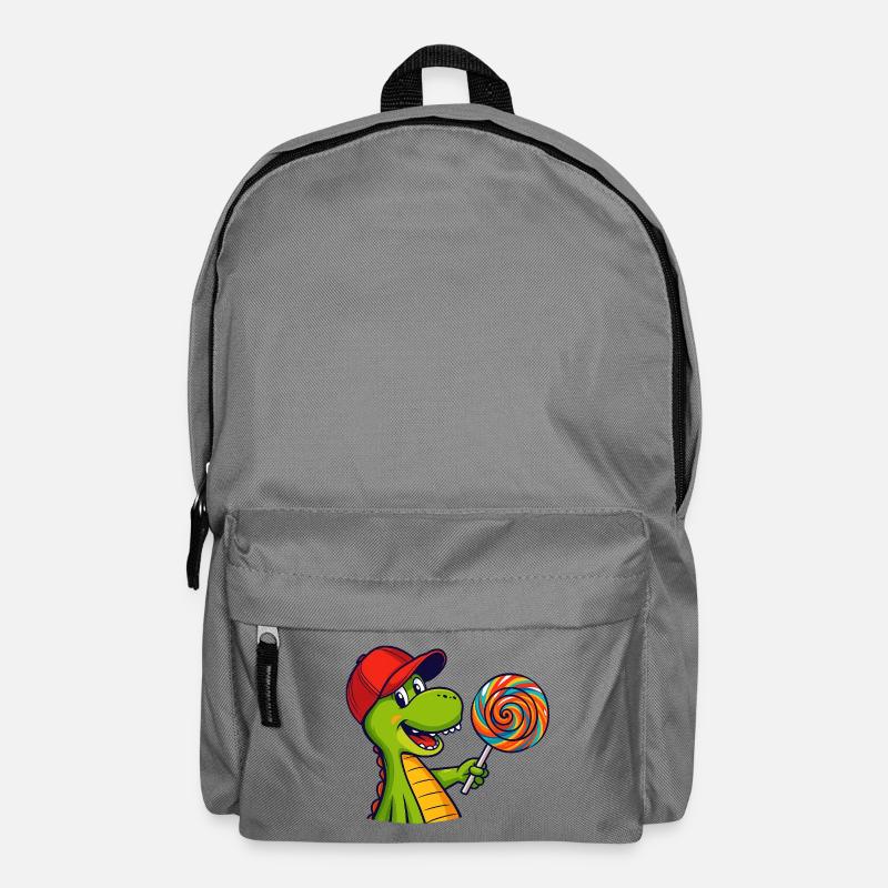 Bunter_Dinosaur_mit_Lutscher - Rucksack - Mittelgrau