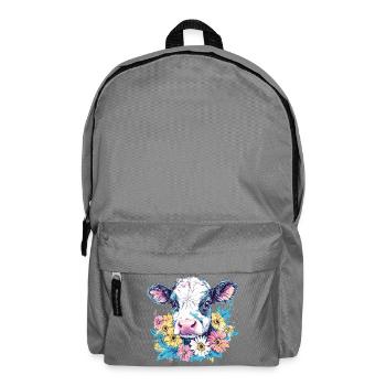 Cow with flower wreath in bright colors - Backpack - elephant grey - Front
