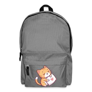 Cuddly Cat on Heart Pillow - Backpack - elephant grey - Front