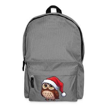 Süße Cartoon Eule Grumpy Weihnachtsmütze Waldkauz  - Rucksack - Mittelgrau - Vorne