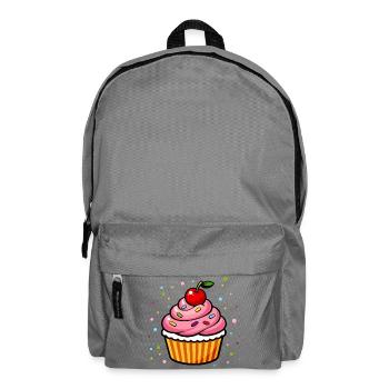 Colorful Cupcake with Cherry in Cartoon Style - Backpack - elephant grey - Front