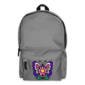 Papillon sur fleur - Sac à dos - gris éléphant - Devant