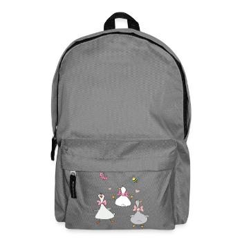 lustige Gänse mit Schmetterling und Biene  - Rucksack - Mittelgrau - Vorne