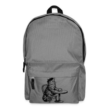 Cat with Coffee Beret - Retro Vintage Design - Backpack - elephant grey - Front