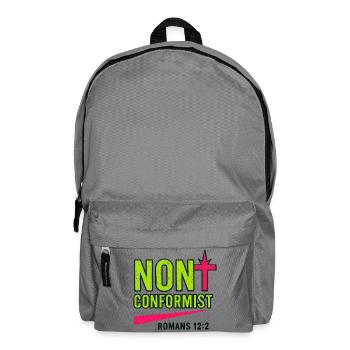 Christian Pop Art Romans 12:2 Neon Design - Backpack - elephant grey - Front
