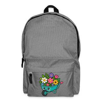 Frühlingswagen voller Blüten - Rucksack - Mittelgrau - Vorne