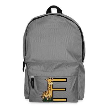 Giraffe mit Buchstabe E - Rucksack - Mittelgrau - Vorne