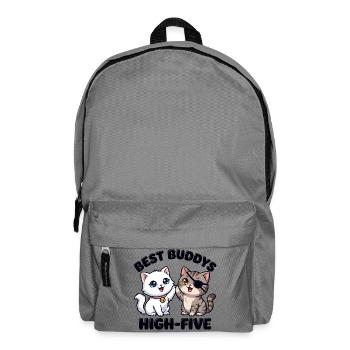 Süße Comic Katzen machen High Five – Best Buddys  - Rucksack - Mittelgrau - Vorne